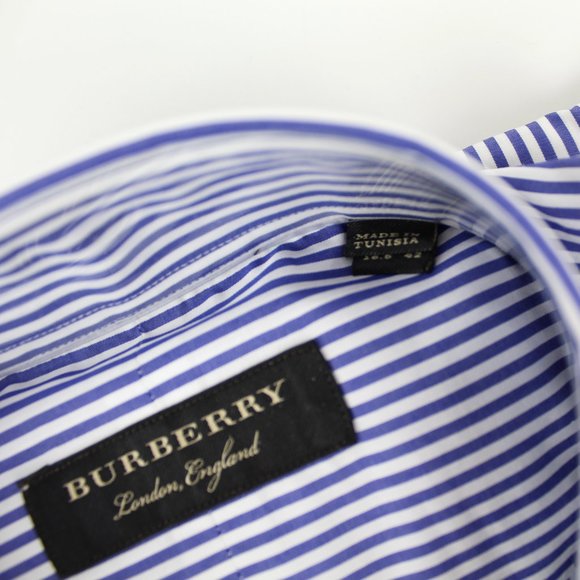 NWT Burberry Men's Ruffle Stripe Trim Fit Shirt– Luxe Statement Work or Event - Picture 9 of 9